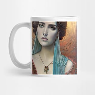 woman with necklace Mug